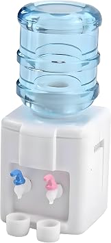 2.12-inch Miniature Realistic Design Water Dispenser with 2 Cups 112/16 Scale Blue/White Resin Water Cooler, Ideal for Office or Living Room Scene Setup, Mini Dollhouse Accessories