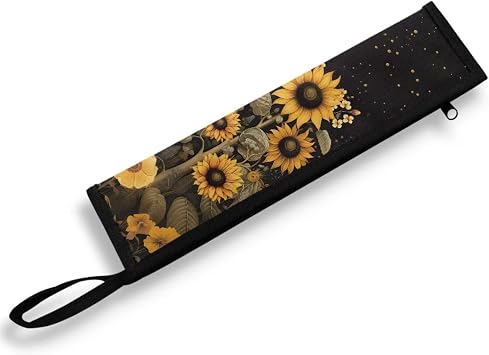 Sunflower Print Reusable Travel Tableware Carrying Bag Storage Case Cutlery Flatware Organziers for Straw Spoon Fork Chopsticks Portable Utensil Holder
