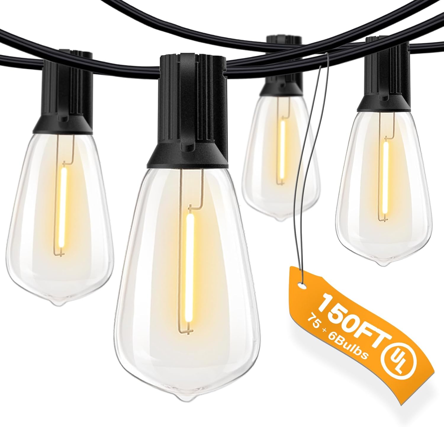 addlon 150 FT (3x50FT) Outdoor String Lights,Waterproof Patio Lights UL