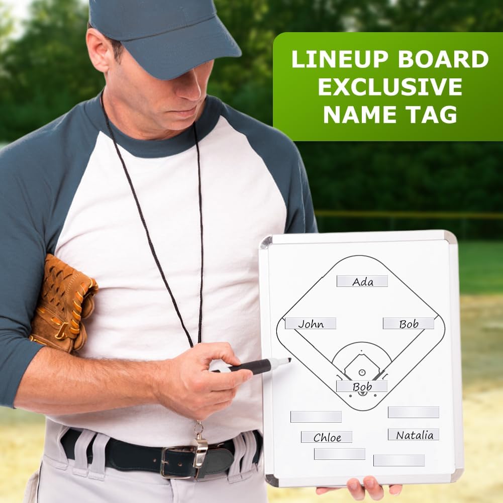Tookie 30Pcs 0.5 x 2.35 inch Baseball Lineup Magnets,Writable Replacement Name Strips Repeatable Coac-hing Board Number Name Tags Dry Erase Labels for Calendar Home Office(white)