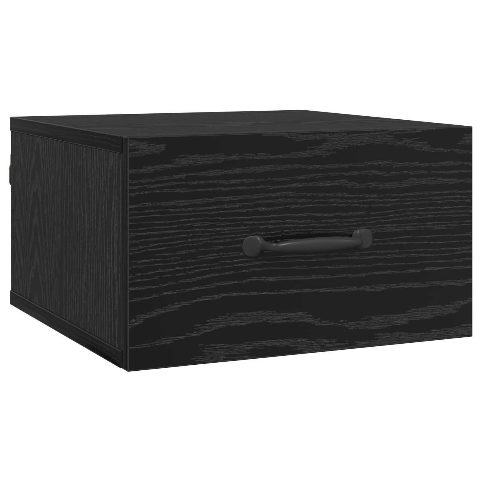 Juego de mesita de noche de pared, 1 unidad, color negro, 35 x 35 x 20 cm, con cajón, mesita de noche colgante de madera y diseño montado en la pared con espacio de almacenamiento para el