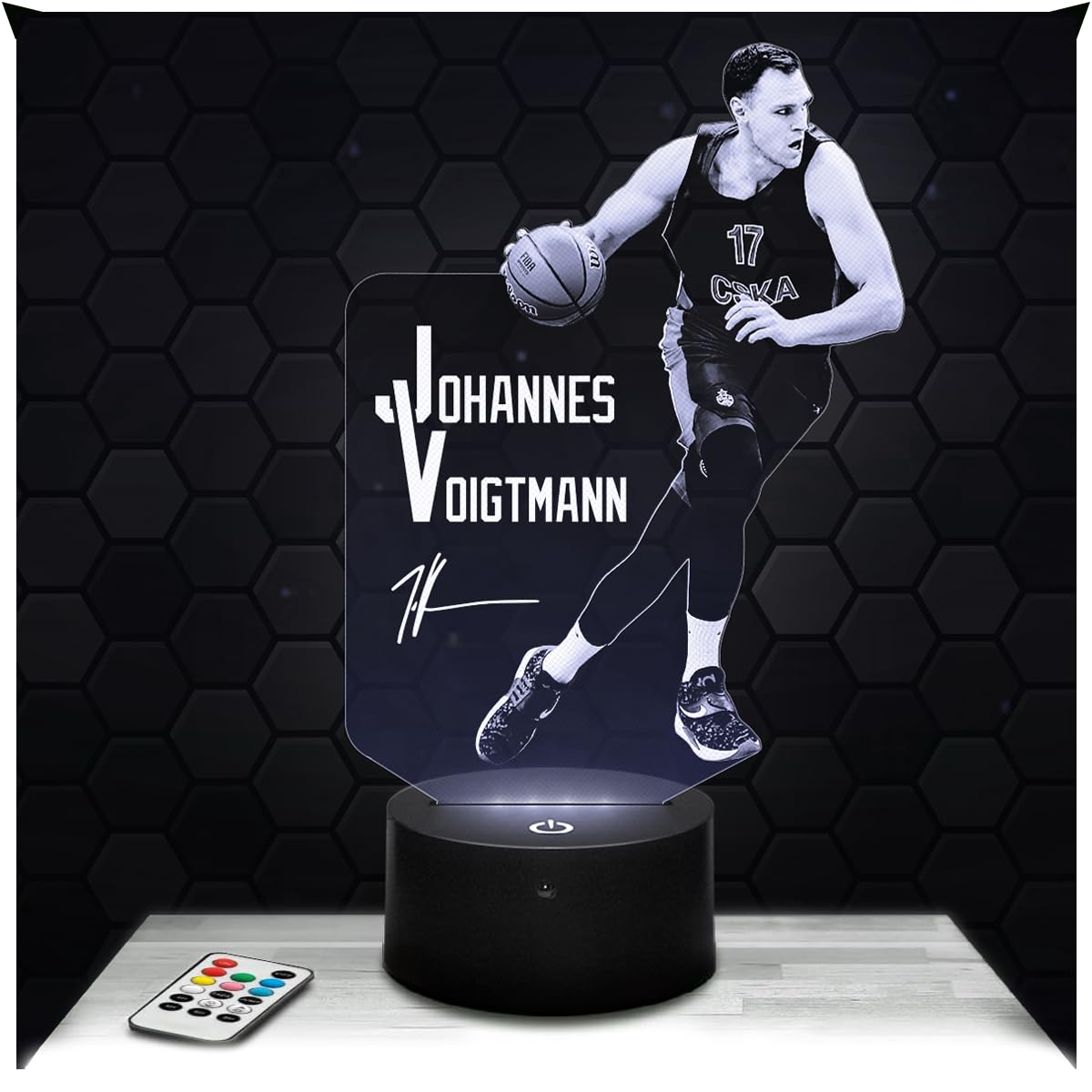 Lampephoto.fr - Johannes Voigtmann 3D Lamp, Night Light 3D LED Illusion Lamp, Basketball Player, German Basket, Sports Object Athlete, Gift idea for Boy's Room, Night Light for Children's Bedroom