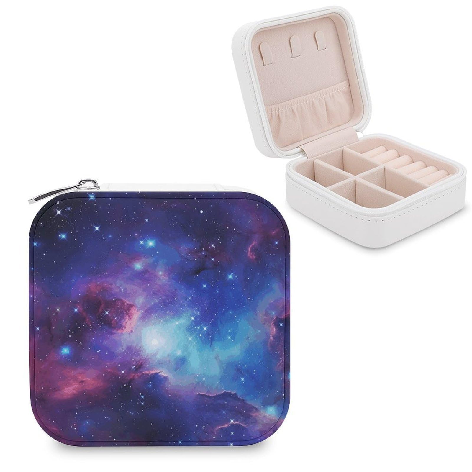 VstaDank Galaxy Jewelry Box Exquisite Leather Jewelry Organizer Portable Trinket Organizer Fashion Travel Jewelry Case for Rings Earrings Necklaces Unique Gifts for Women