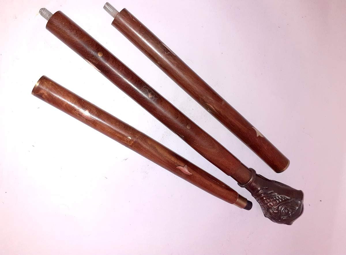 Wooden Walking Stick, Brown Antique Joker Head Handle Cane Gift