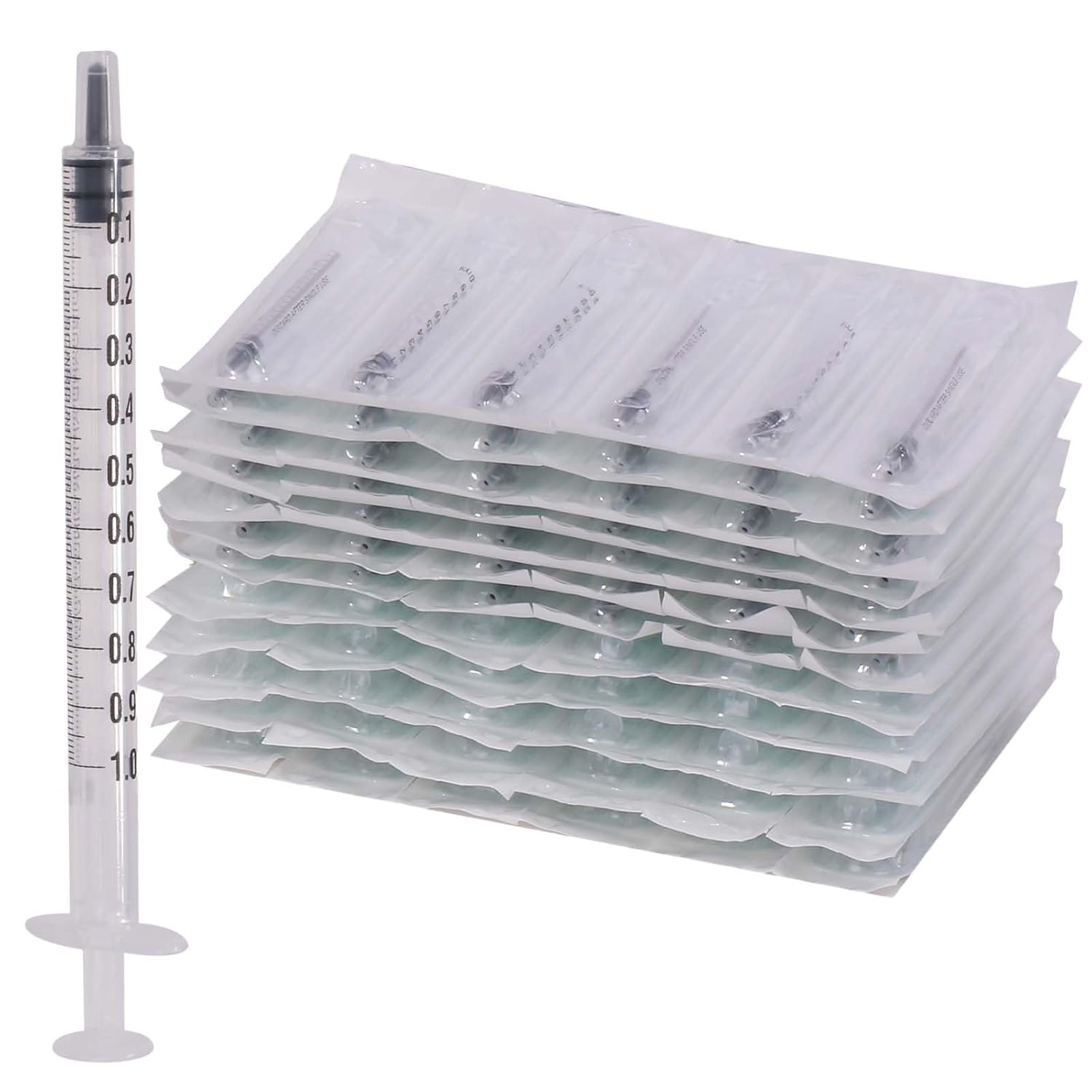 200 Pcs Disposable 1ml Syringe Without Needle | Luer Slip Tip Syringes, Non-Sterilization Individually Blister Packed | Individually Packaged Oral Syringe for Scientific Labs, Dispensing