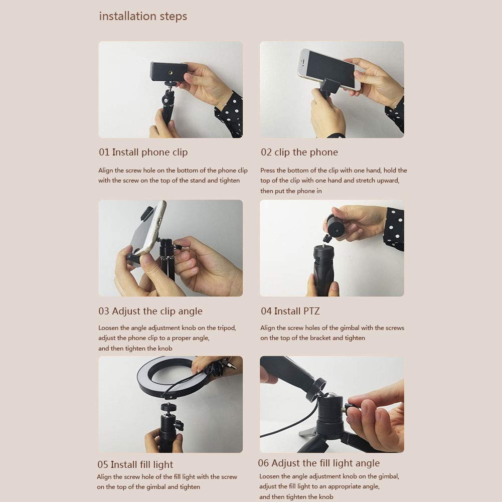 Anello Luminoso a LED con Cavo USB per Telefono + Telecomando per Trucco, Luce per Selfie con Treppiedi Ring Light Luce LED ad Anello per trucco, fotografia selfie[6.2 inch/16 cm]