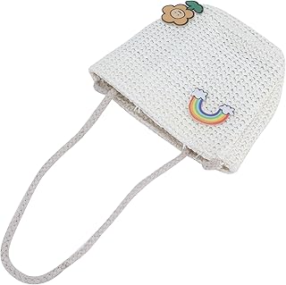 Shanrya Borsa a Tracolla all'Uncinetto, Borsa di Paglia all'Uncinetto Borsa di Paglia Fatta a Mano per la Scuola per Bambini all'aperto