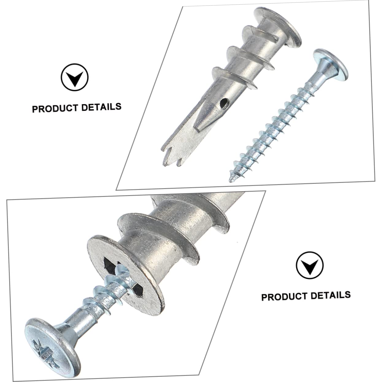 Anclajes de Pared Autoperforantes de Zinc Plata, 200 Piezas