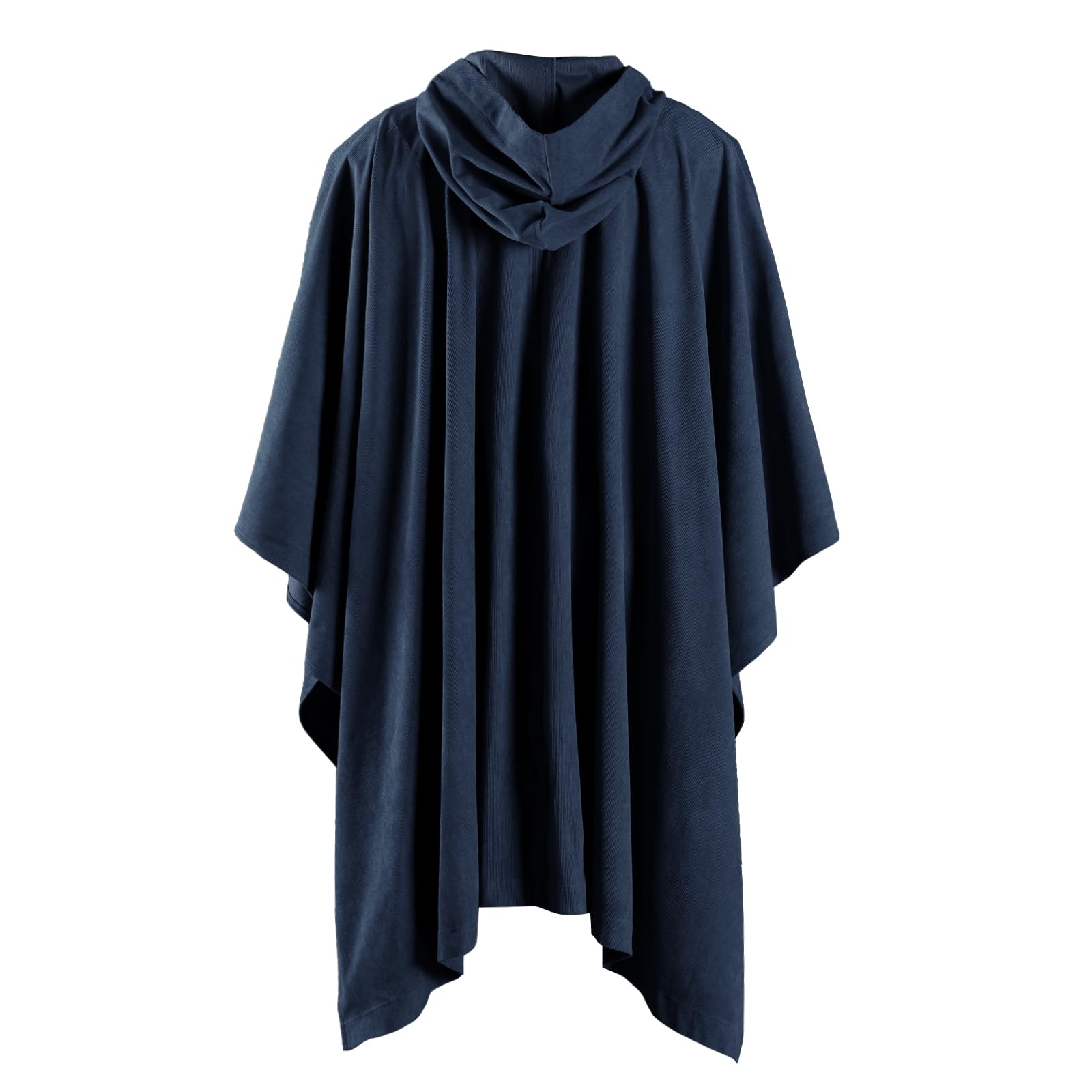 HiiFeuer Medieval Corduroy Hooded Cloak with Adjustable Brooch, Fantasy Poncho Renaissance Costume Cape Ren Faire Cosplay (Blue) - Image 3
