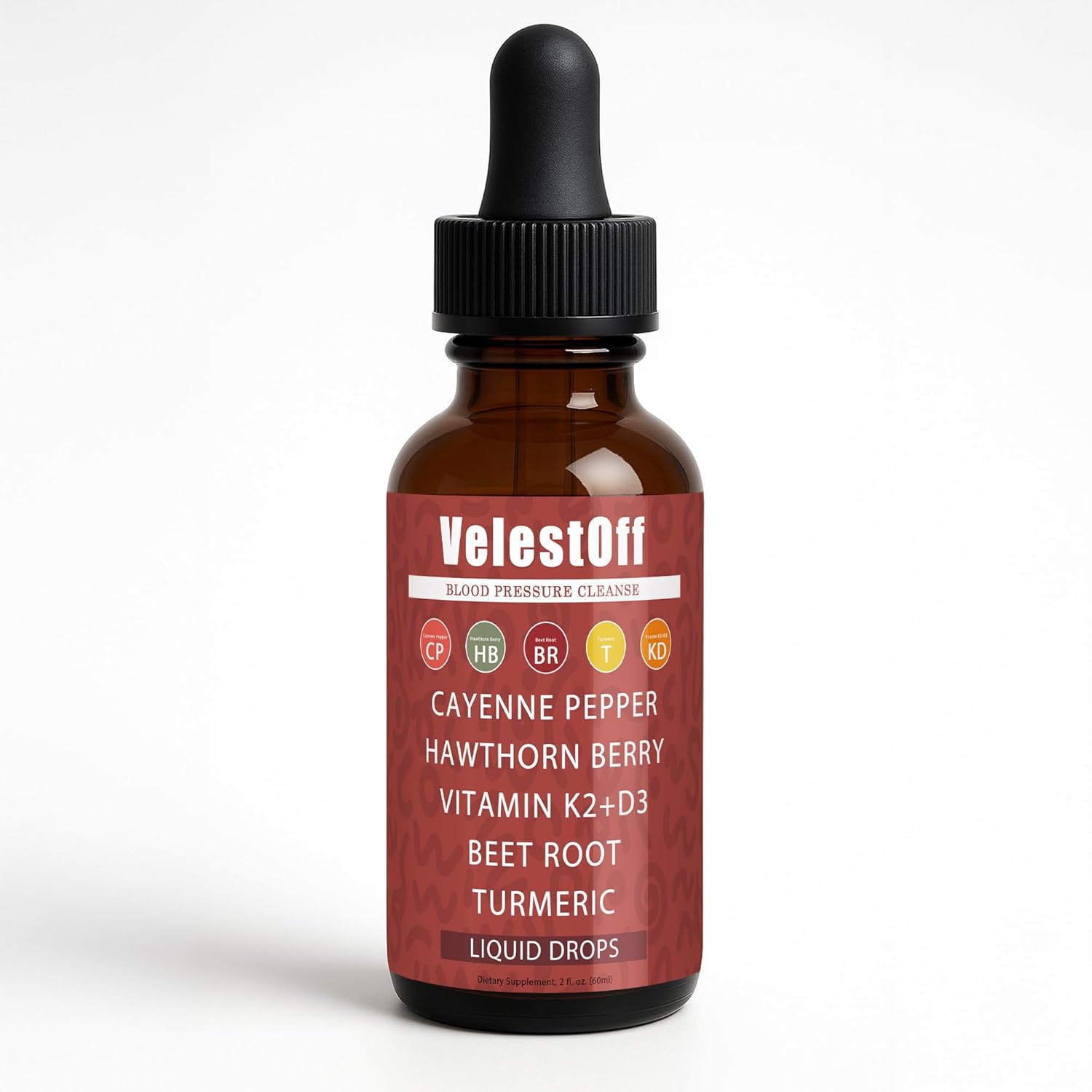 Velestoff Cayenne Pepper Drops Supplement Liquid - Cayenne Circulation Blend, Hawthorn Berry, Beet Root, Turmeric, Vitman K2+d3, Immune Support, Energy Boost, 2 fl. oz
