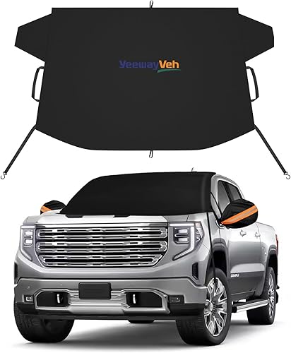 YeewayVeh Cubierta de nieve para parabrisas de camión para GMC Sierra 1500 y Sierra HD 2500 3500 (2019-2024), cubiertas de parabrisas de tela Oxford
