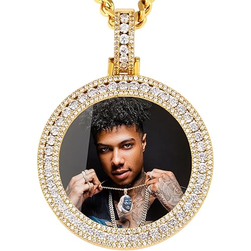 YIMERAIRE Picture Chain Pendant 18K Gold Plated Hip Hop Pendant Necklace