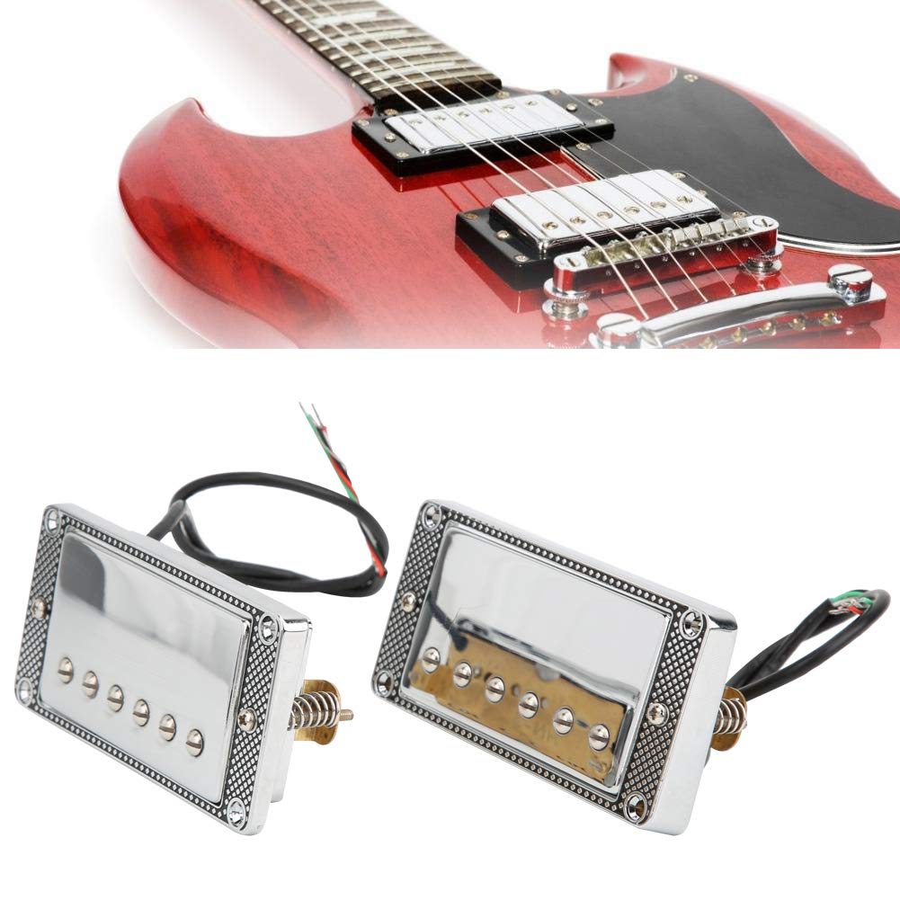 Pickup Humbucker a doppia bobina Premium Silver Pickup per chitarra elettrica a 5 corde per prestazioni sonore migliorate Base in ottone Telaio in metallo regolabile in altezza 2