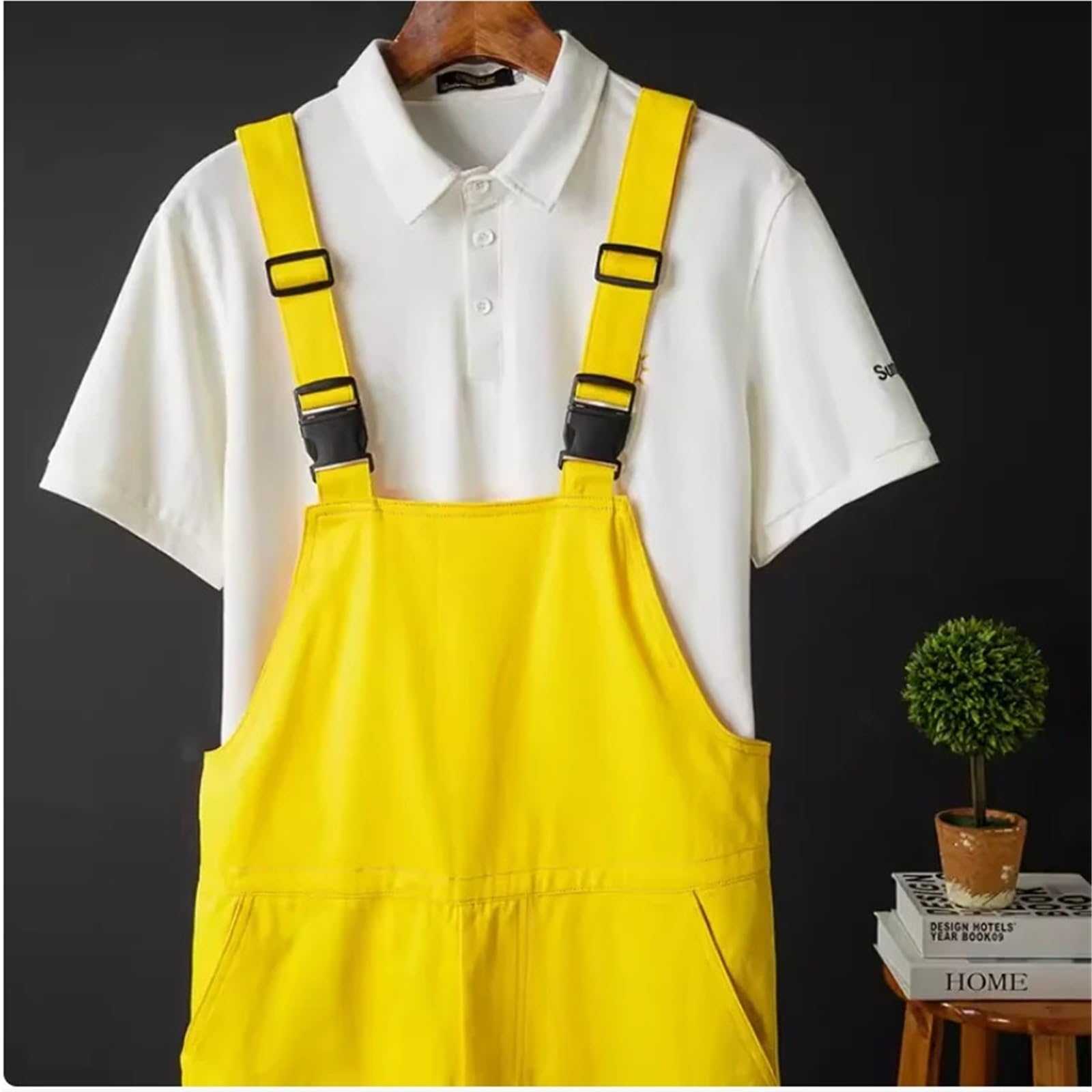 Ropa De Trabajo Para Hombre Mono de primavera for hombre, algodón, azul, amarillo, recto, holgado, informal, con tirantes, ropa calle