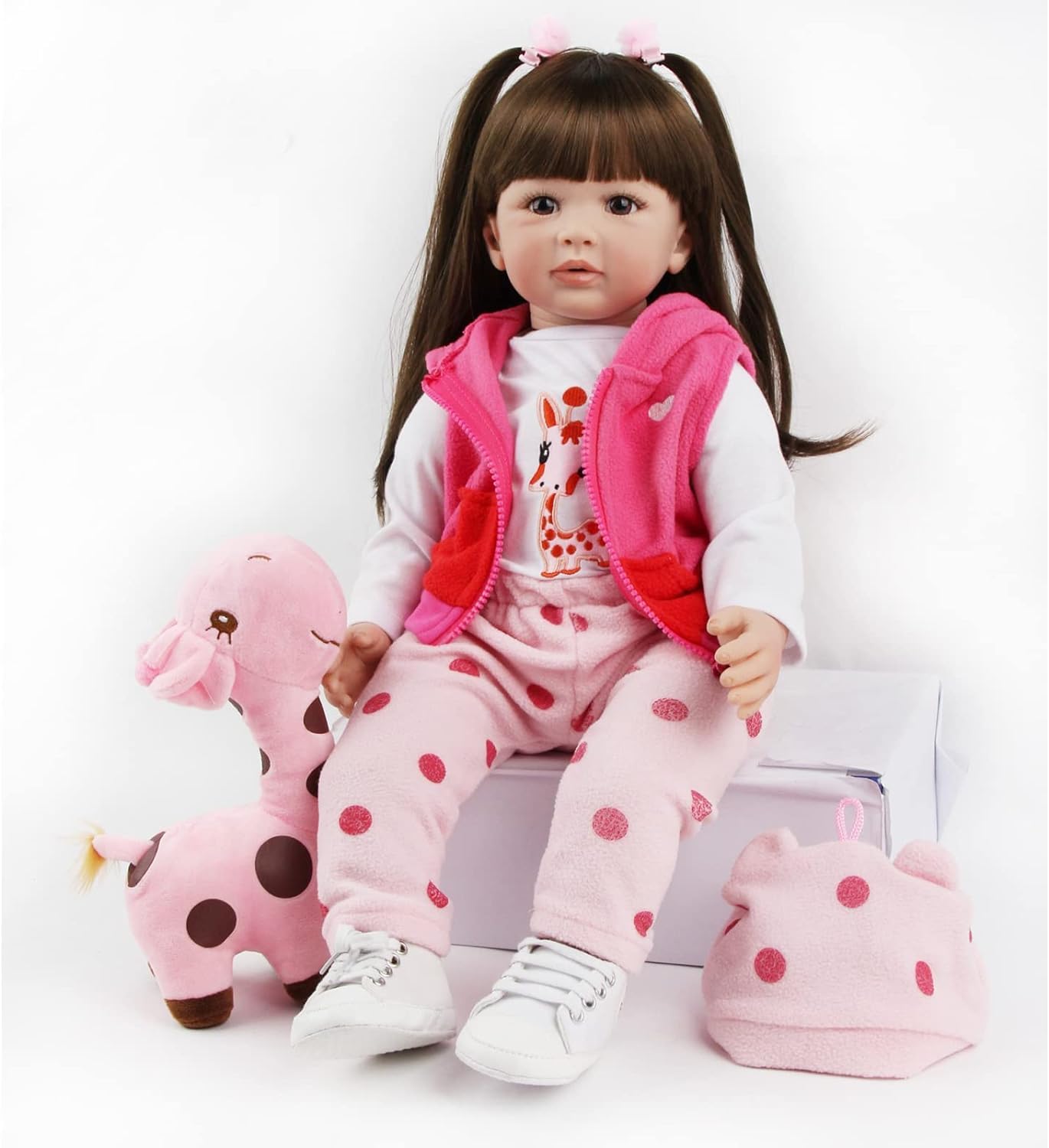 MOHAIR Reborn Puppen Lebensecht 24 Zoll 60cm Weiches Silikon Vinyl Stoff Körper Realistische Reborn Baby Mädchen Handgefertigt Wie Echtes Newborn Puppe