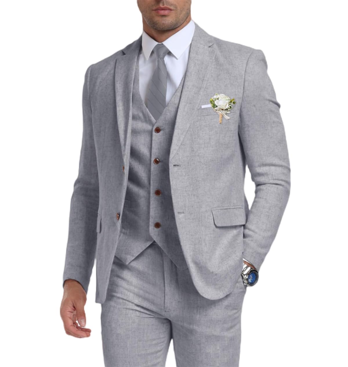 Retro Linen 3-Piece Suit