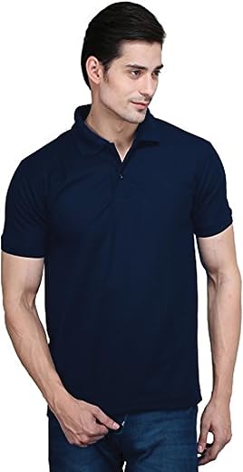 KETEX Navy Blue Polyster/Cotton Blend Polo Collar Men's Tshirt