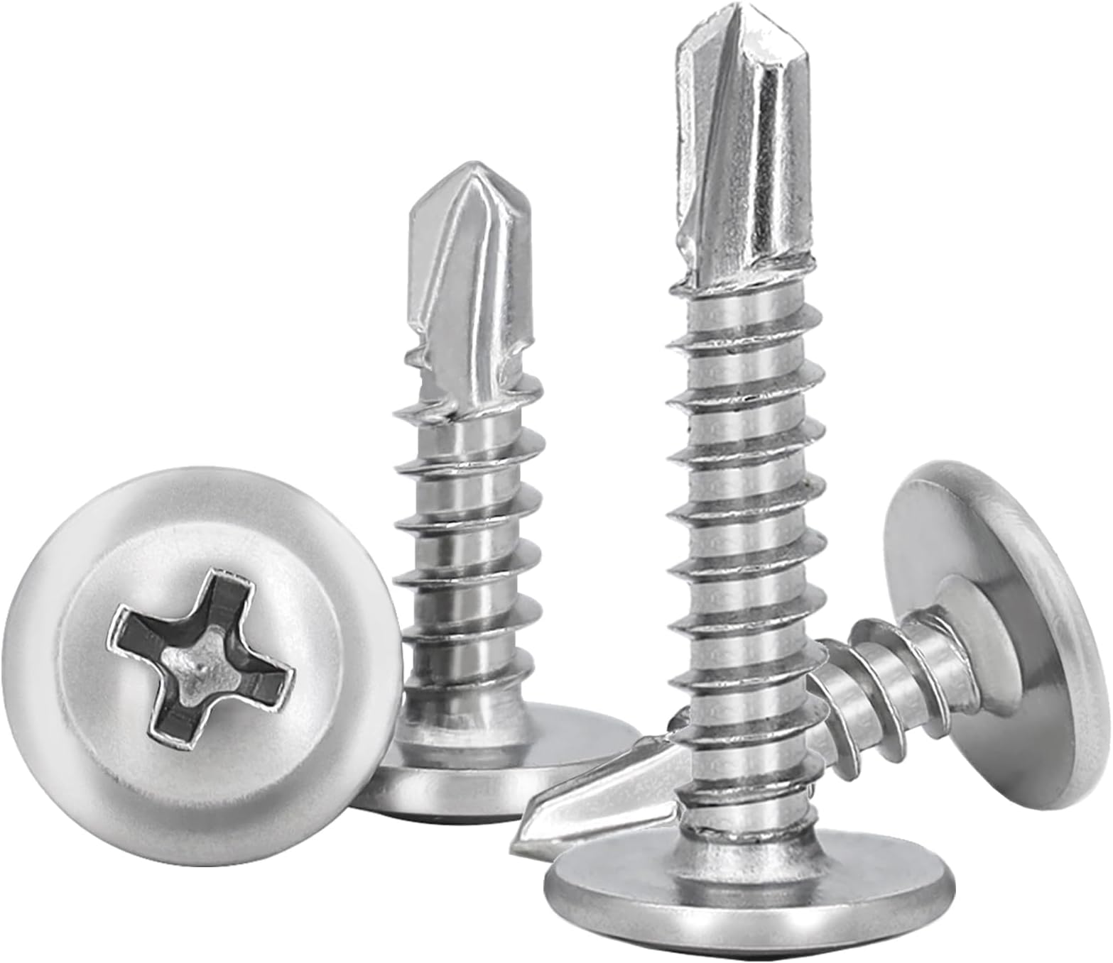 110 PCS M4.2 * 13mm Wafer Head Self Tapping Screw,410 Stainless Steel Modified Truss Head Self Drilling Screws,Tek Screws For Sheet Metal Steel,Aluminum,Wood,Plastics