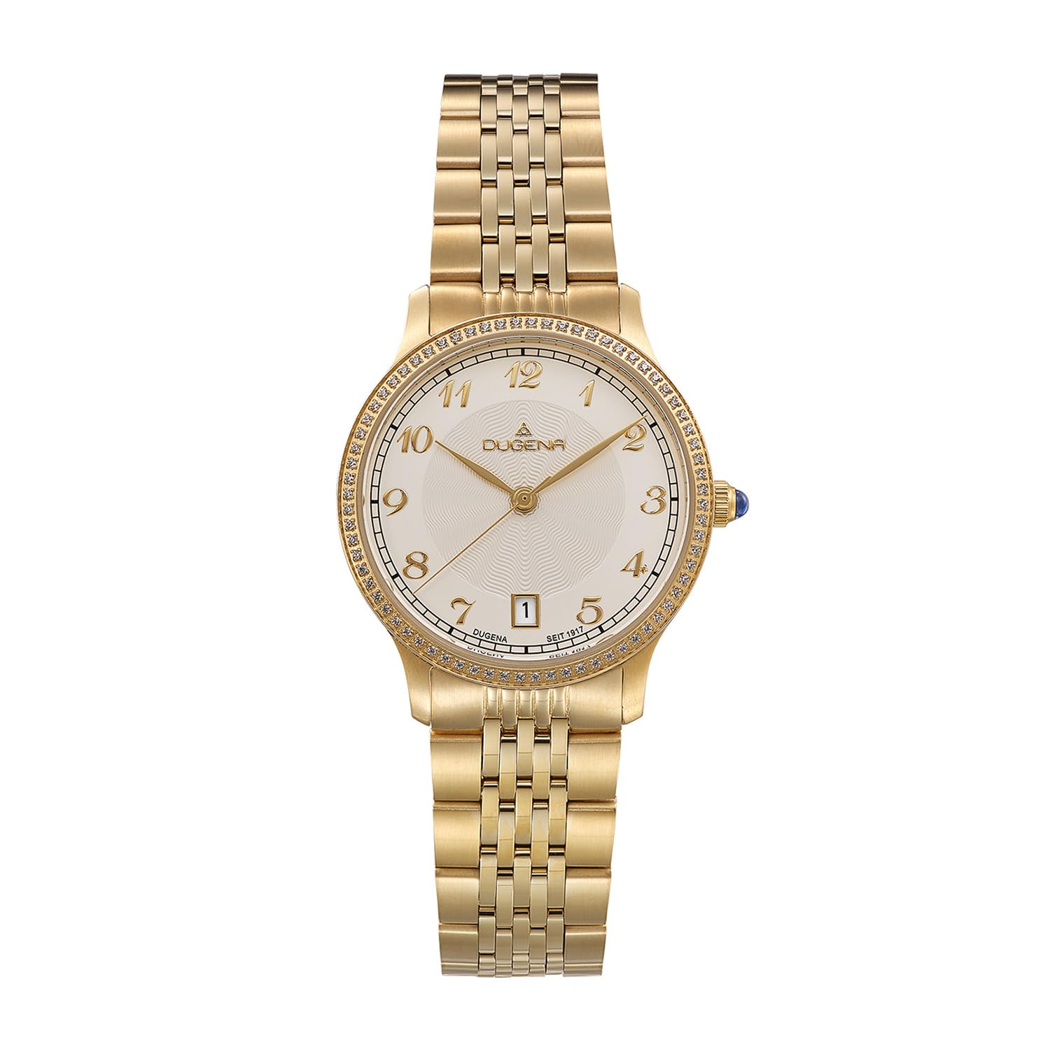 Dugena Damen-Armbanduhr Gala, Quarzwerk, Edelstahl, Saphirglas, Drückerfaltschließe, 5 bar