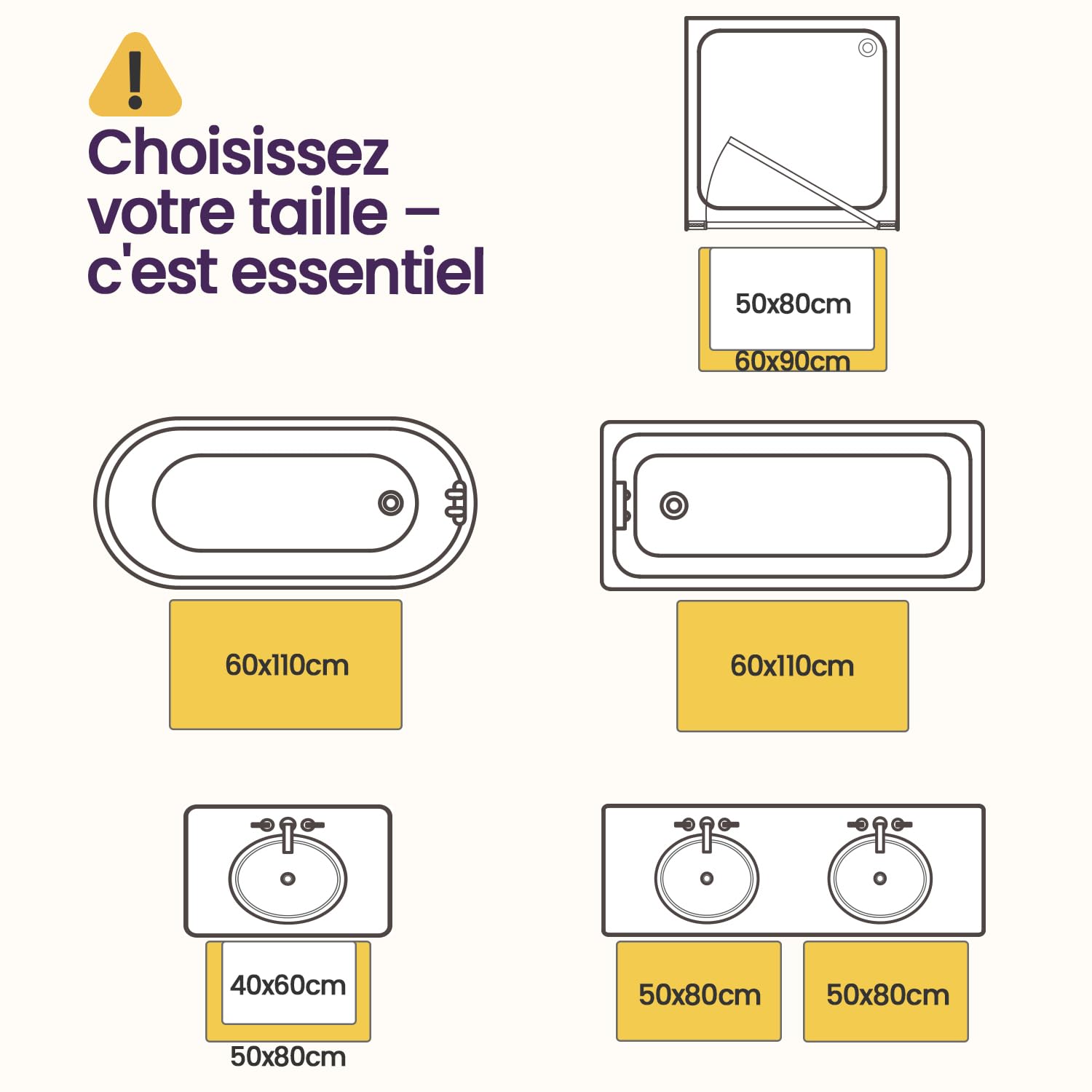 DEXI Tapis de Bain Antidérapant 60 x 110 cm, Super Absorbant, Sèche Rapide, Ultra Mince, Facile à Nettoyer, pour Portes de Salle de Bain, Baignoire, Douche, Gris foncé