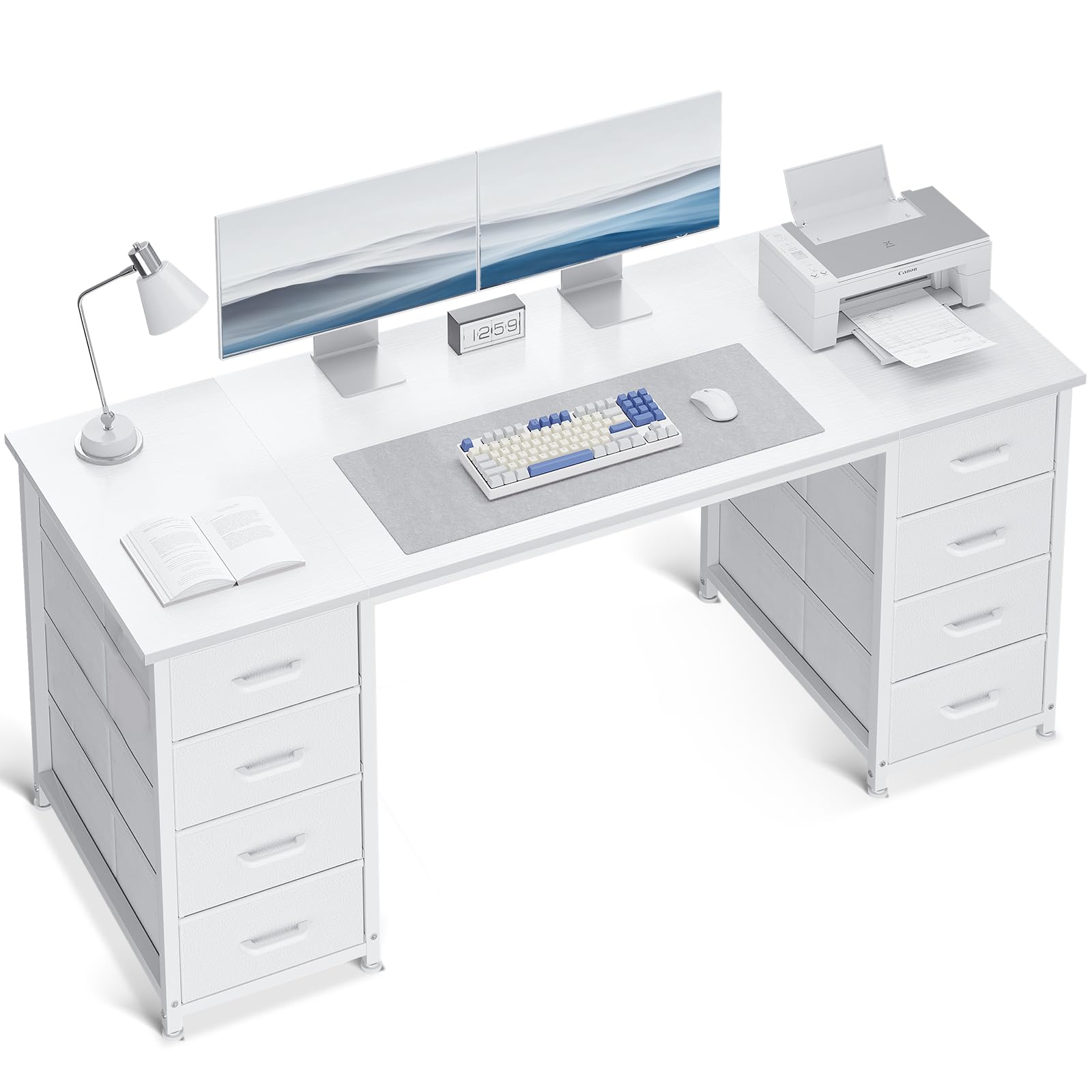 Amazon.com: ODK 55 Inch Computer Desk with 8 Fabric Drawers