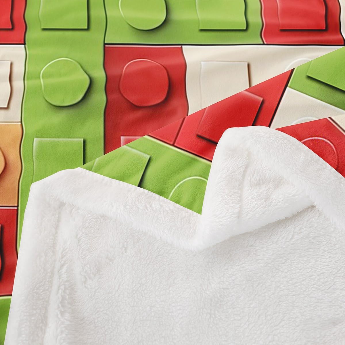 Feelyou Building Block Throw Blankets 60x80 Inches Kids Brick Styles Soft Cozy Fleece Blankets for Boys Teens Colorful Breathable Gaming Fleece Flannel Throws Green Red Yellow Room Decor image 3