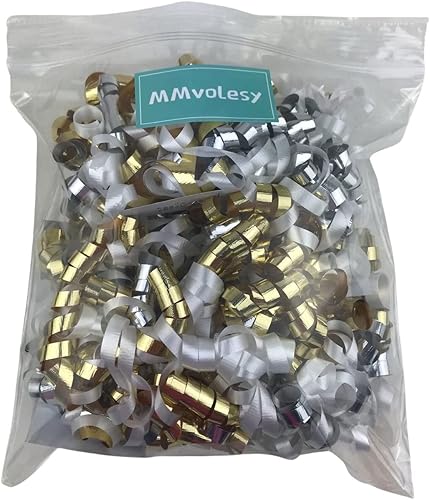 Miniatura 3 de MMvolesy Rizos iridiscentes blancos en rodajas finas de Navidad, lazos de regalo de estrellas, lazos de Navidad, día de San Valentín, lazos