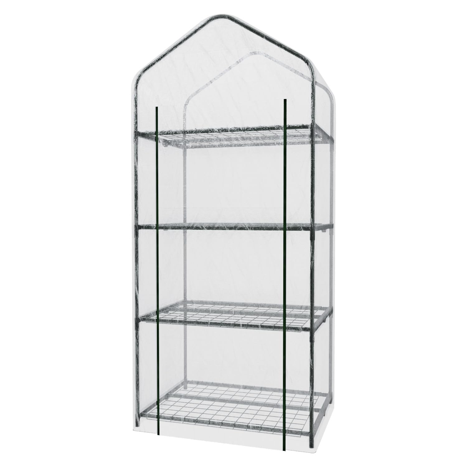 Serra A 4 Ripiani Da Giardino Per Orto Telaio In Acciaio Verniciato Telo In PVC Trasparente Porta Avvolgibile Apertura A Cerniera Protezione Piante Giardinaggio Design Sunnyside 69 x 49 x 160 Cm