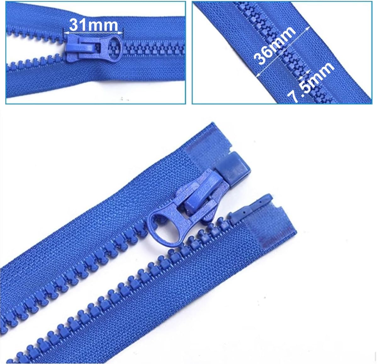 homeemoh #8 Separating Jacket Zipper 31.5 Inch Resin Sewing Zippers Open End Plastic Zip Replacement for Coat, Parka, Down Jacket