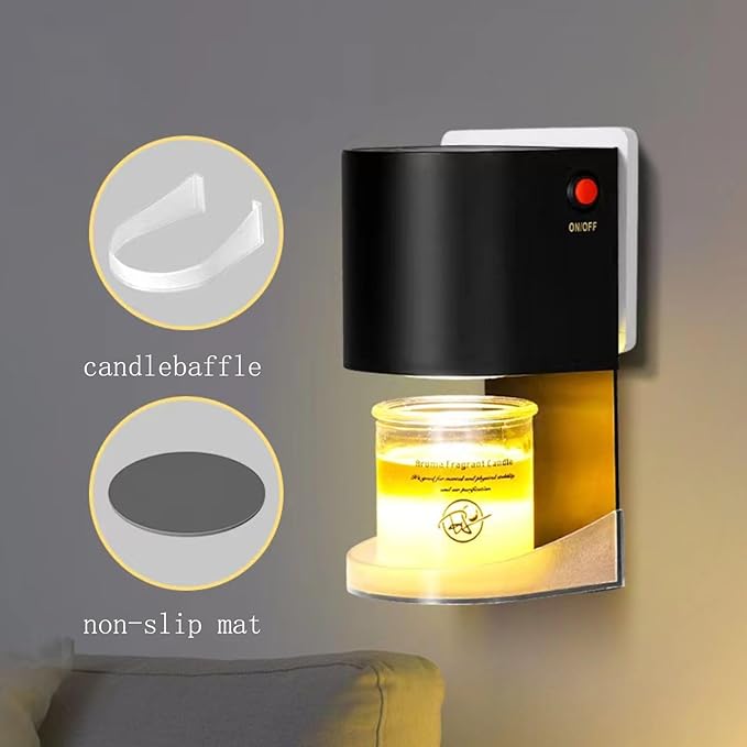 EMINLONA Candle Warmer Lamp,Hidden Candle Warmer for Bathroom Bedroom,Mini Candle Lamp Warmer for Jar Candles,with Two 20 Watt Bulbs Candle Lamp. (Black) photo 5