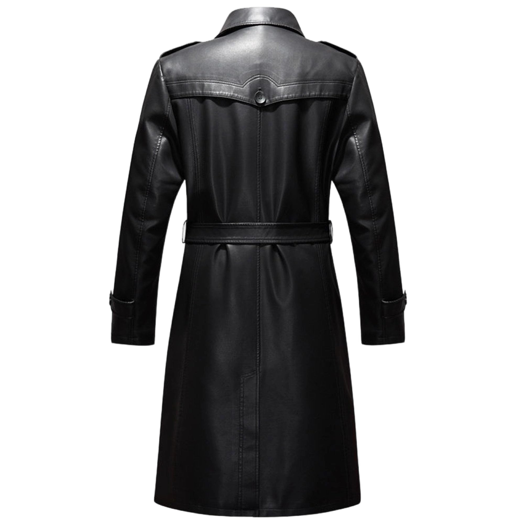 Trench long en similicuir pour homme avec double col moderne