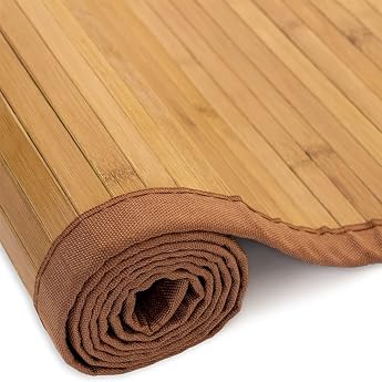 Homestyle4u 1587 Bamboo Rug 60 x 300 cm Natural Bamboo Mat Bathroom Rug Non-Slip with Border