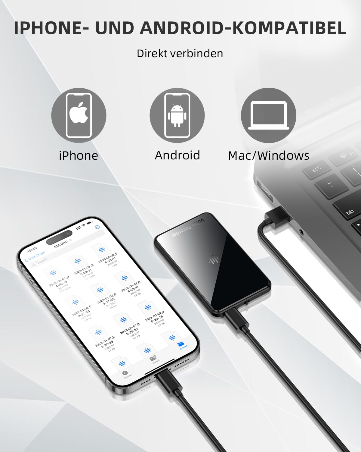 Dyktafon magnetyczny 128 GB, nagrywarka audio z potrójną redukcją szumów, magnetowid z funkcją magnetyczną, nagrywarka aktywowana głosem o pojemności 9200 godzin, urządzenie z odtwarzaniem