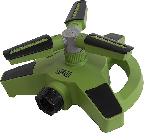 AMES - Aspersor giratorio giratorio con 3 brazos, 360 grados, riego ajustable para césped o jardín, cobertura de área de rociado grande, fácil