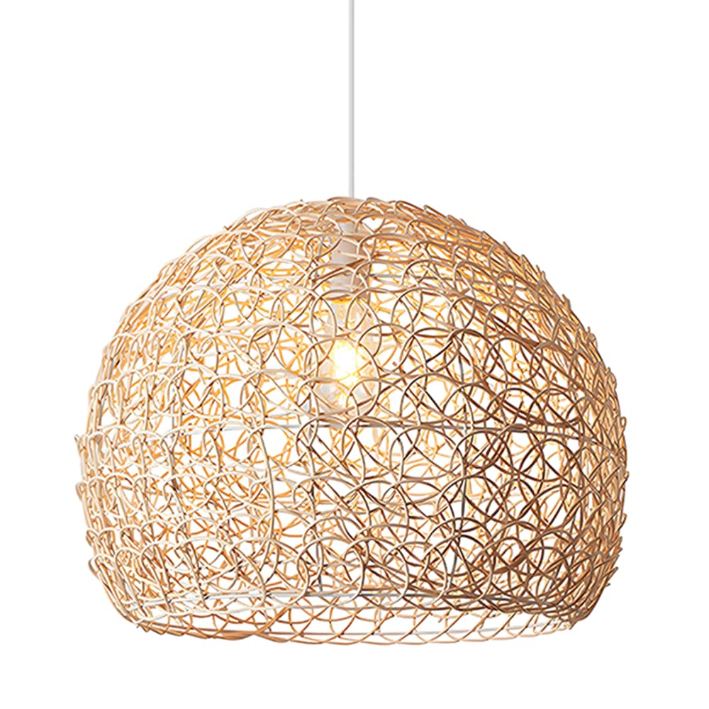 AYQJMD Natural Wicker Rattan Chandelier Modern Hanging Ceiling Exquisite Bamboo Pendant Light Adjustable Cord Southeast Asian Style Bamboo Light Fixture for Kitchen Island Dining Room Living Room