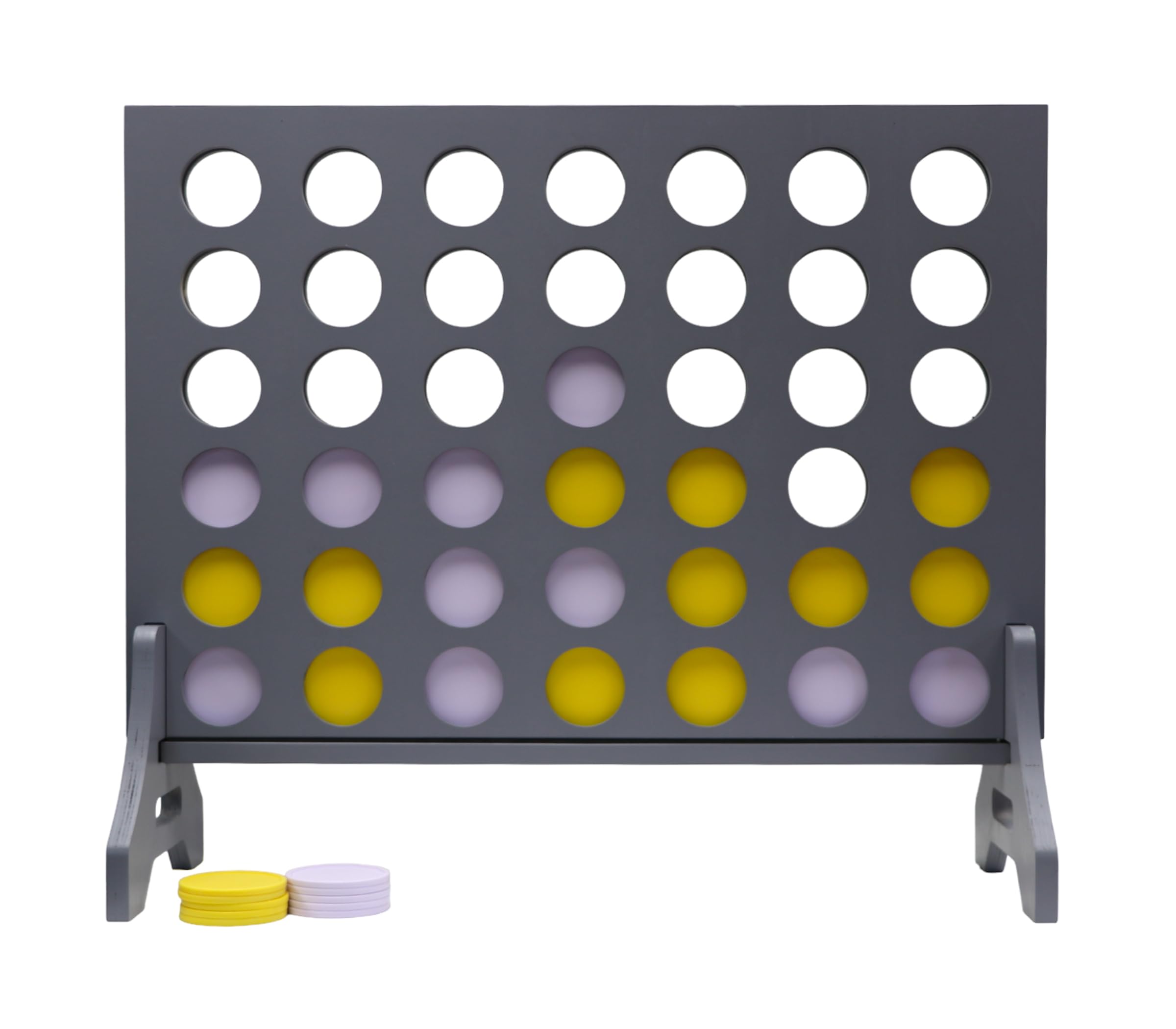Giant 4 in a Row Game for Family &amp; Adults – Tailgating Pros Jumbo Grey Wooden Four in a Row Indoor &amp; Outdoor Yard Game for Family Party Fun, Portable Activities for Patio, Backyard, and Camping