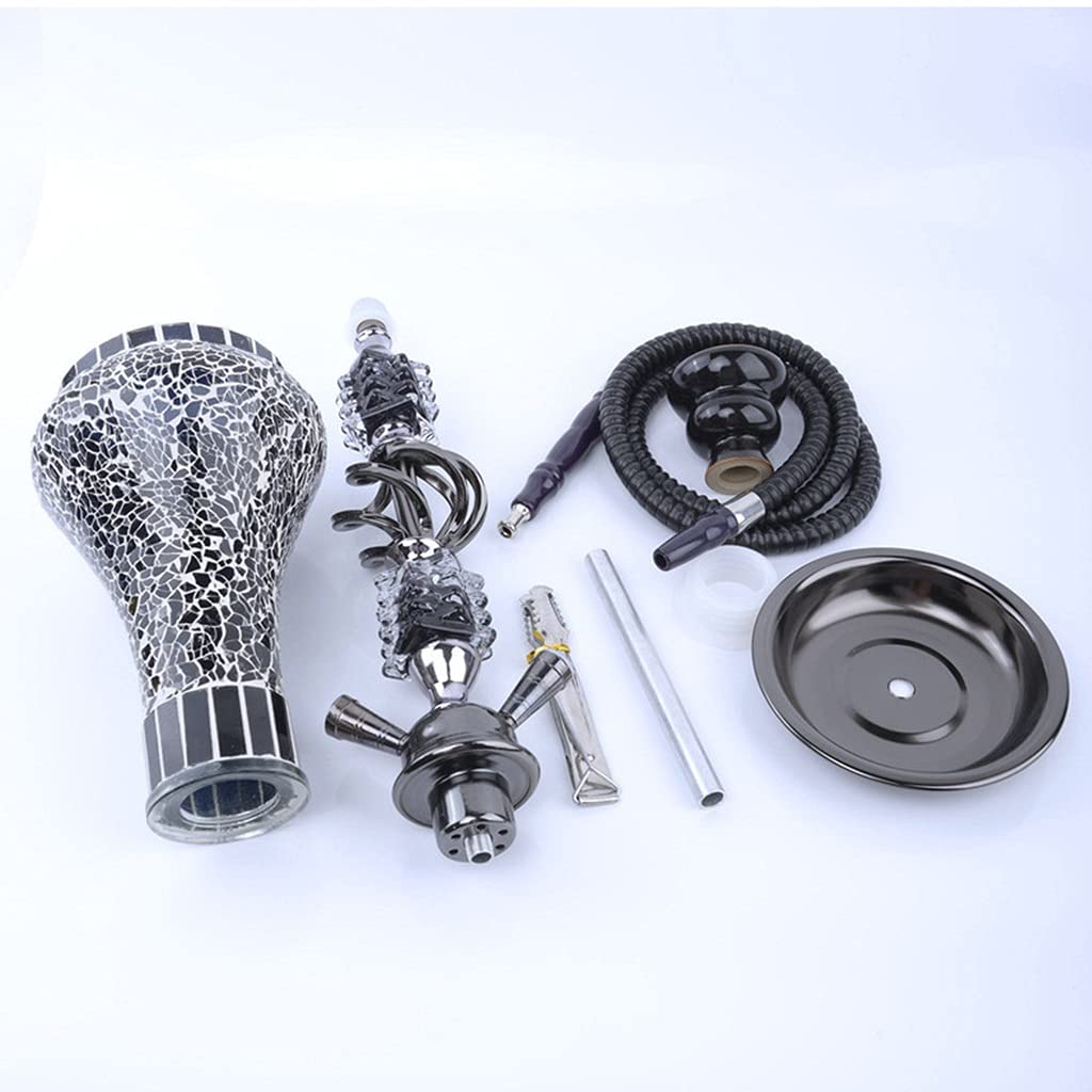 chicha 2 Tuyau Narguilé Shisha 22" Ensemble de Narguilé Fumer de L'eau Pipe Bong, par 2 Personnes Peut Être Utilisé en Même Temps (Color : Black)