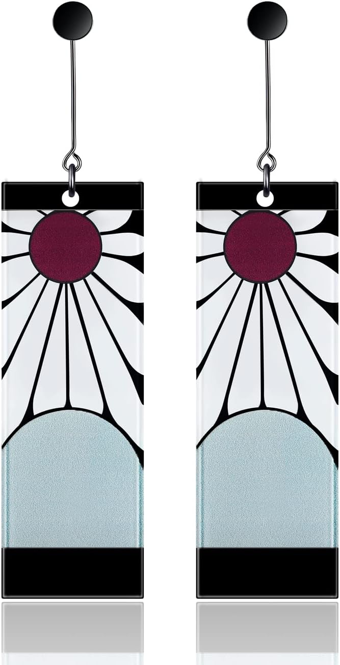 925 Sterling Silver Tanjiro Earrings,Anime Cosplay Tanjiro Black Earrings Ear clip For Men Women Earrings
