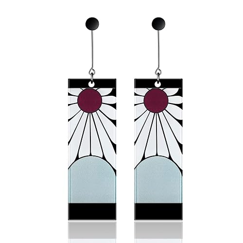 925 Sterling Silver Tanjiro Earrings,Anime Cosplay Tanjiro Black Earrings Ear clip For Men Women Earrings - E2