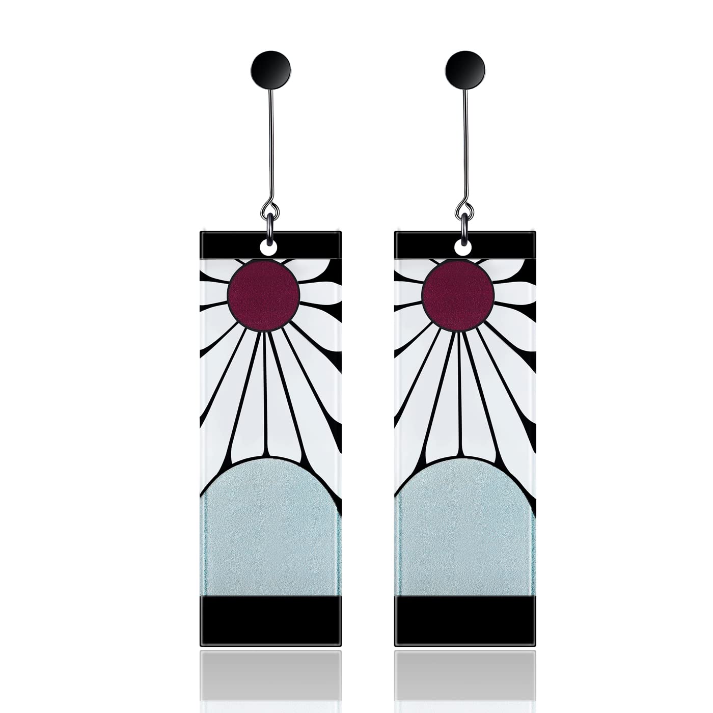 Aimery925 Sterling Silver Tanjiro Earrings,Anime Cosplay Tanjiro Black Earrings Ear clip For Men Women Earrings