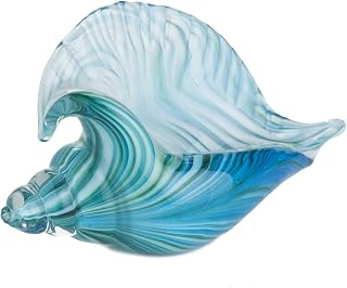 Beachcombers Teal Glass Conch Shell Figurine 5.25" x 9"