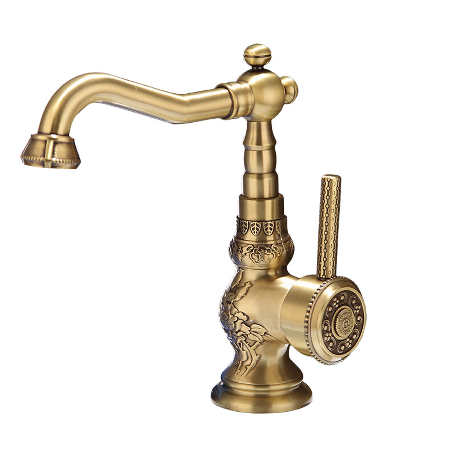 Mitigeur de bassin antique robinet de lavabo pivotant eau chaude et froide en laiton