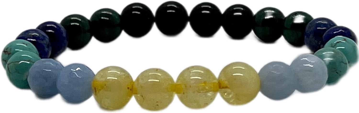 Scorpio Birthstone Bracelet – 8mm Multi-Chakra Stretch Beads
