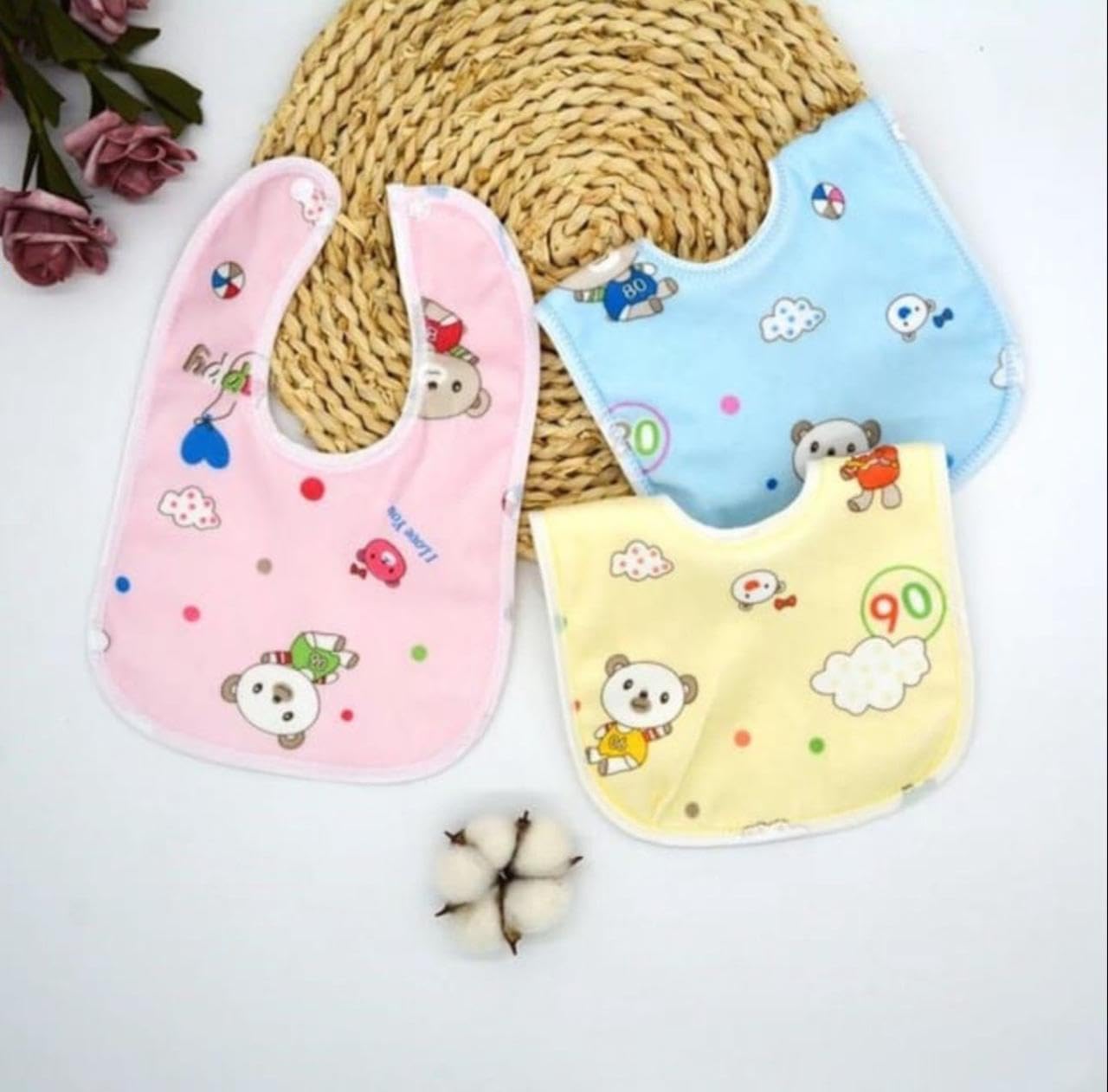 VIRTI MINI ME Waterproof Baby Bibs – Pack of 6 Soft, Spill-Resistant Feeding Aprons with Adjustable Snap Closure – Cute Cartoon Print, Easy to Clean & Comfortable for Infants & Toddlers 4
