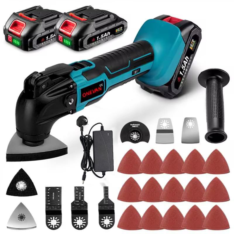 Cordless Multi Tools - 600W Brushless Multitool Cordless 4° Oscillation Angle, 6 Variable Speed, 2 * 2.0Ah Batteries, Oscillating Multi-Tool with 22 Saw Accessories for Cutting, Grinding DIY