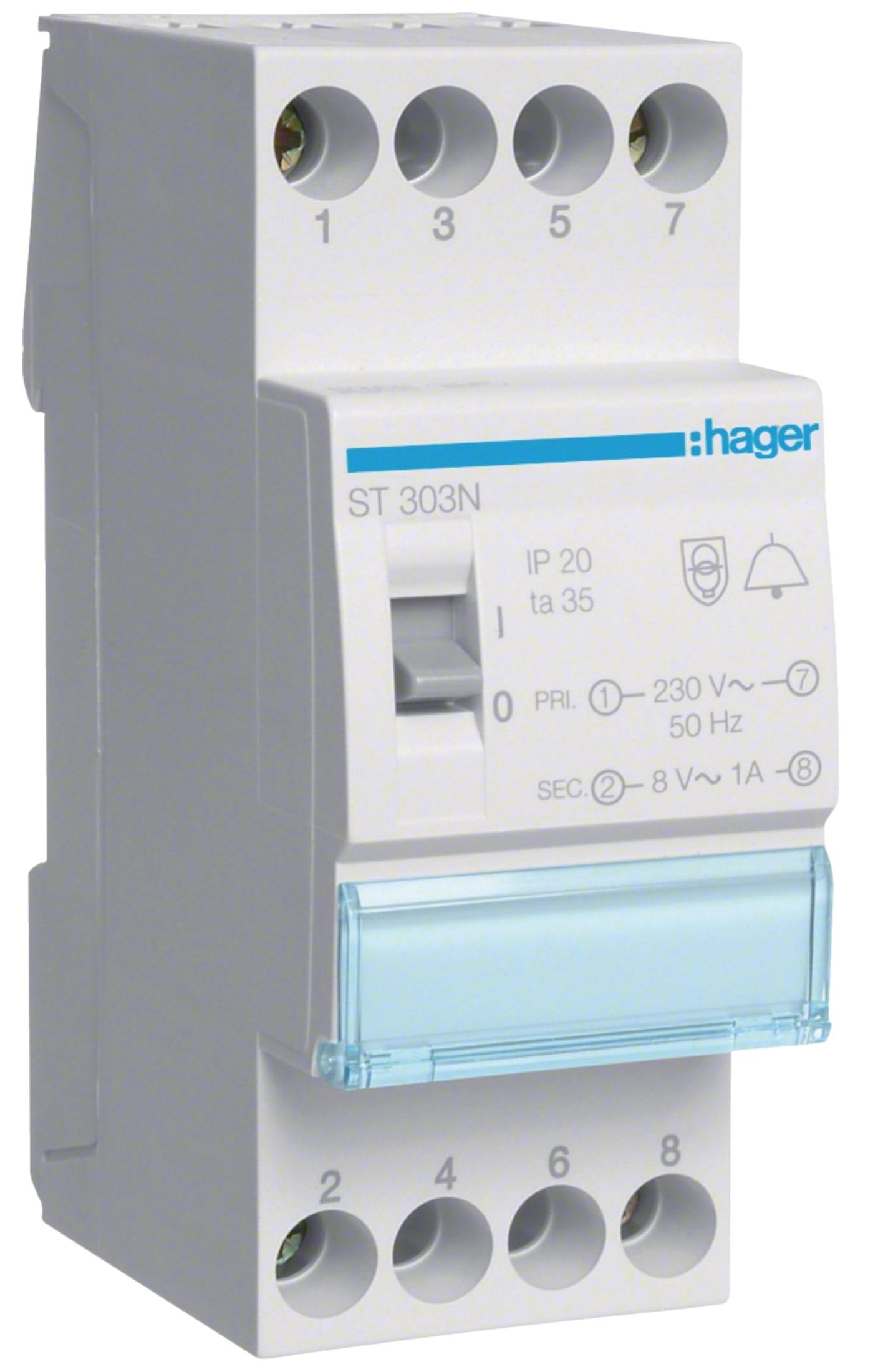 Hager Klingeltransformator mit Schalter ST303N