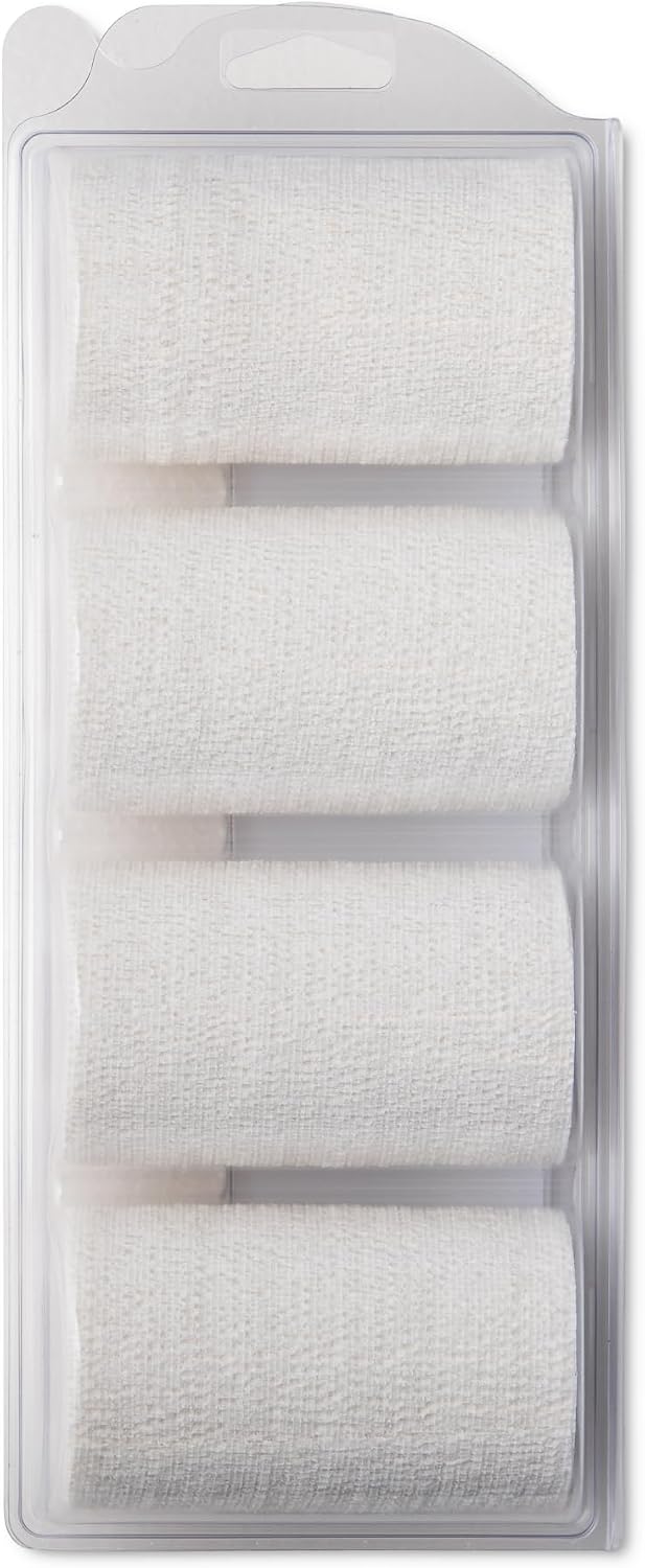 OVIK Health PowerFlex Equine – Extra Strong Self-Adhering Bandage Wrap – Wound Care, Compression & Support Bandage for Horses, Cows & Dogs – White, 4 inch, 4 Rolls (Resealable Case)