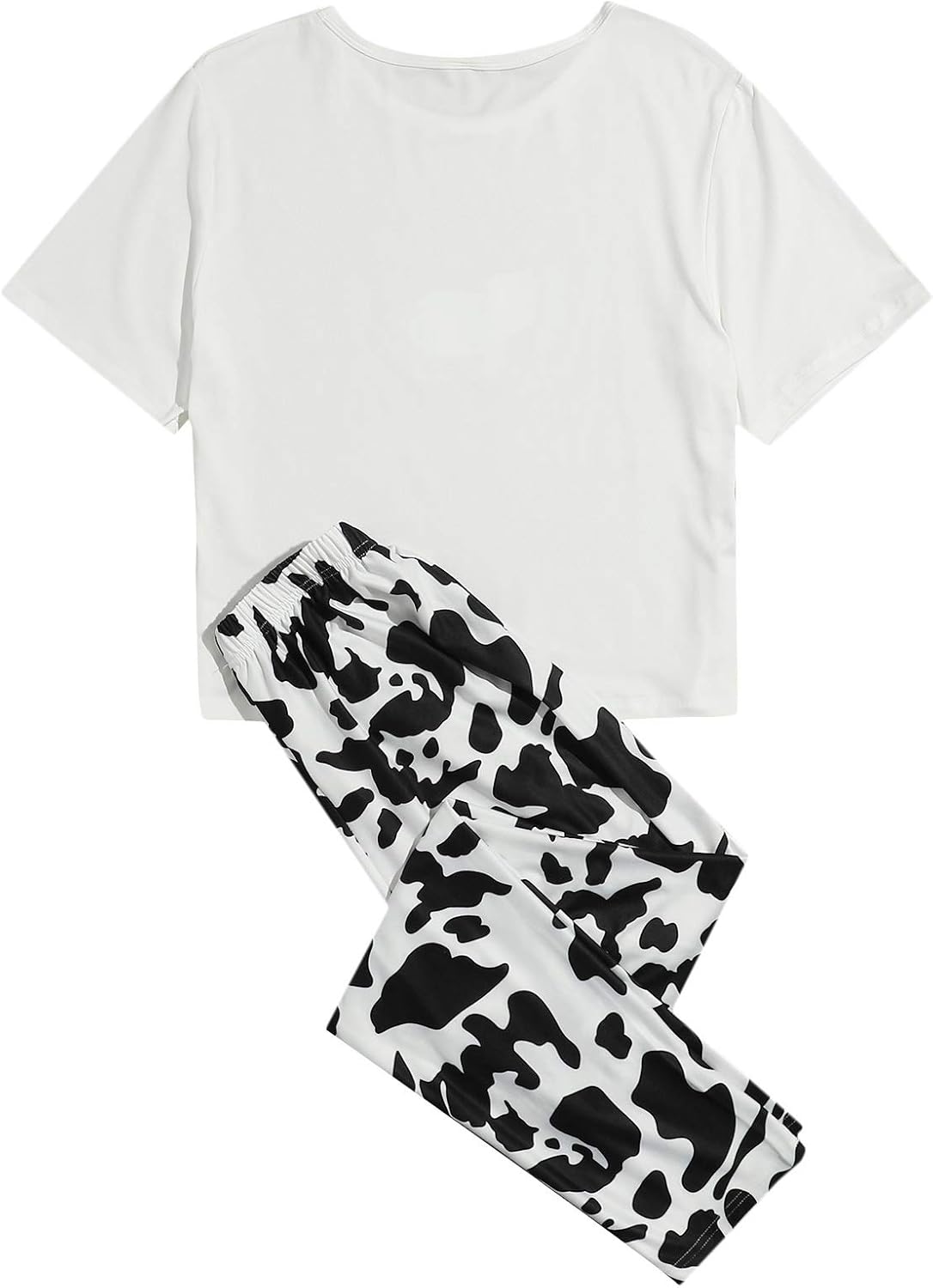 WDIRARA Women's Sleepwear Closed Eyes Print Casual Tee and Pants Pajama Set - Image 2