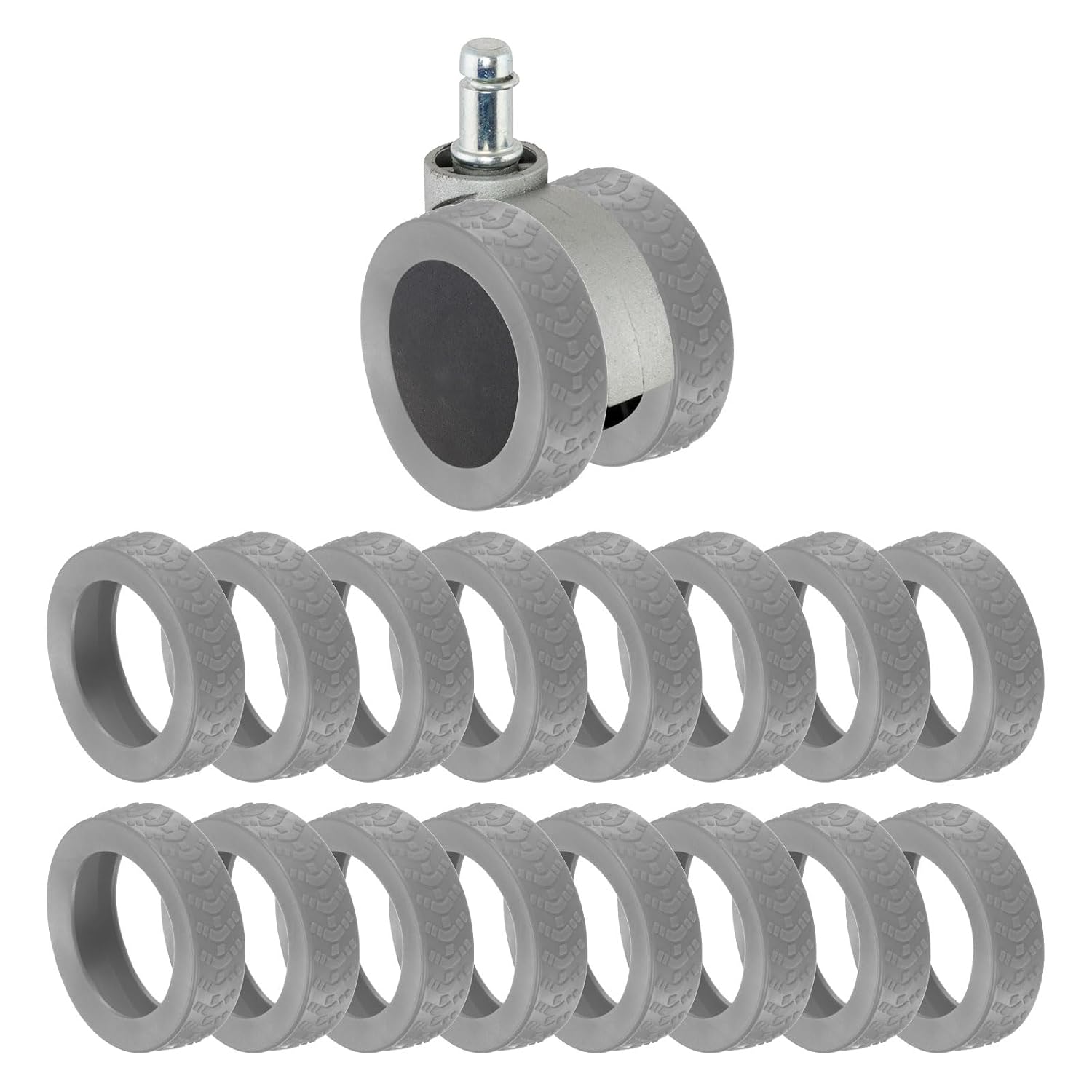2IN Luggage Wheel Protector Covers [16PCS] - Silicone Suitcase Wheels Covers Arrow Pattern Use for Spinner Wheel & Carry on Luggage Protector & Office Chair Caster - [Gray]