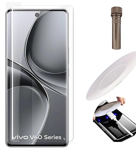 MOBIKTC Uv Tempered Glass 9H Screen Protector/360 Degree Protection Edge to Edge Full Cover for Vivo V40/V40 Pro 5G uv tempered Glass, Clear
